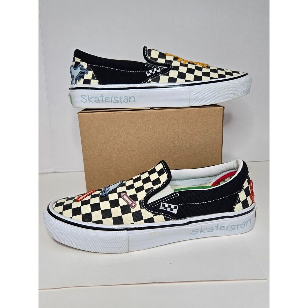 Vans Skate x Skateistan Checkerboard Slip-On Sneakers| Men's 8.5 / Women's 10